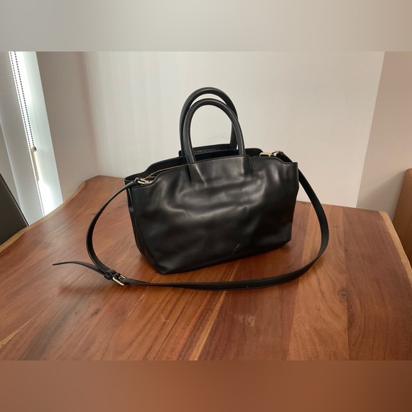 Black Leather Bag with Gold Accent - Brian Atwood - Picture 2 of 9